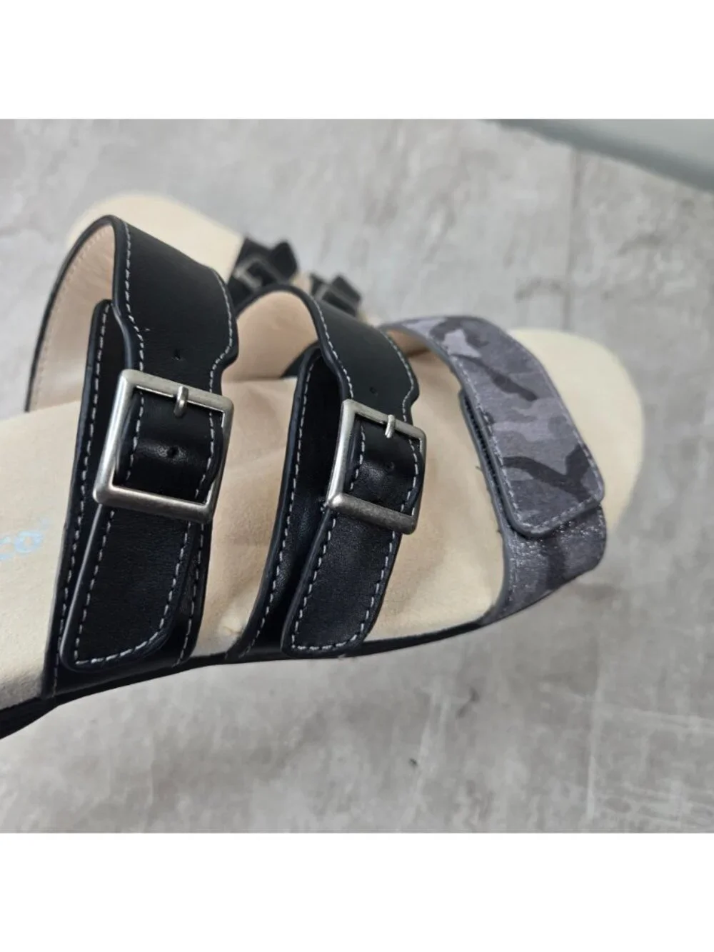 Spenco Orthopedic Slides Sz 10 Black Leather Slip On Comfort Summer Flat Sandals